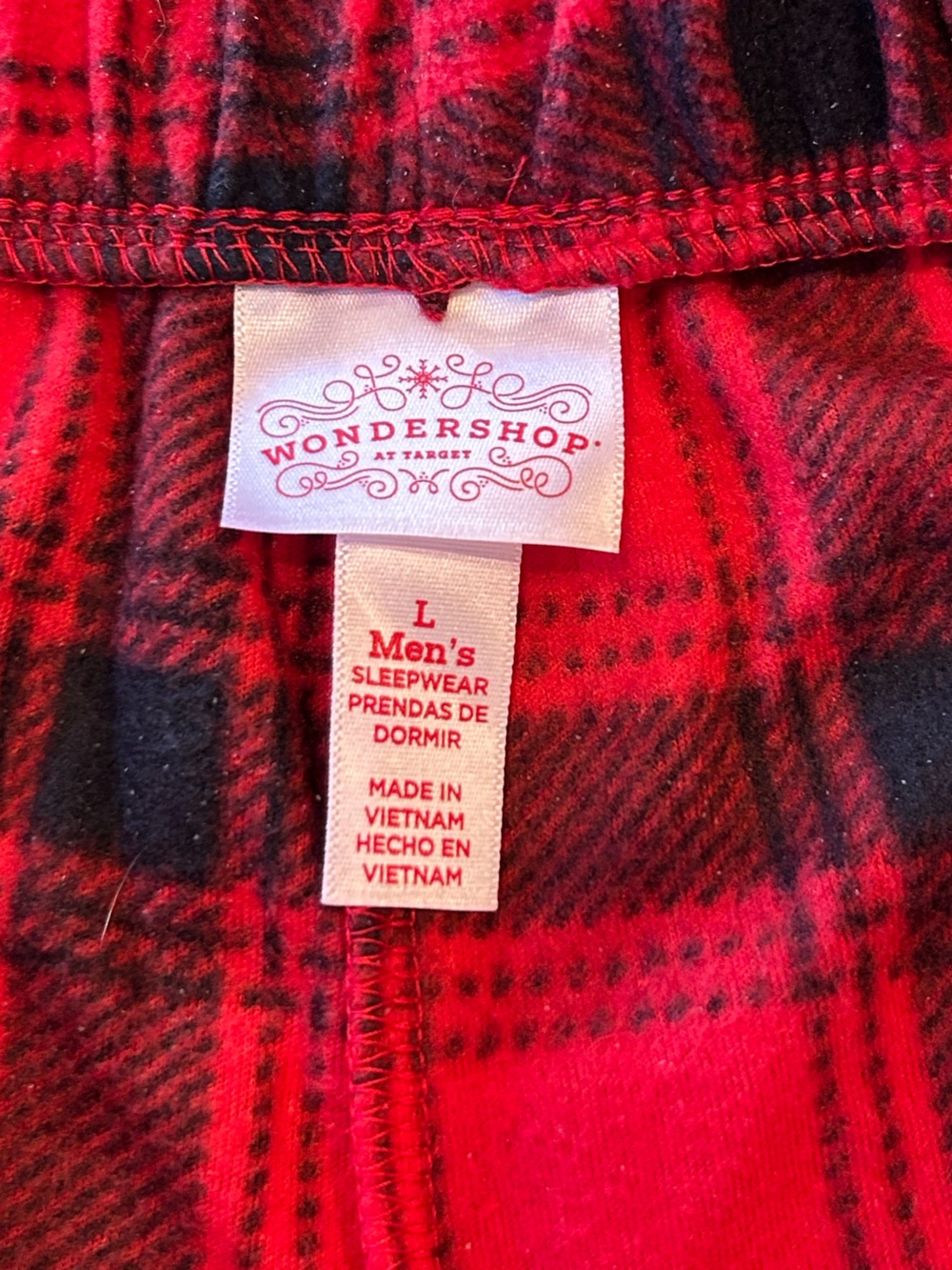 Red & Green Plaid Men’s Pajama Pants Qty 2 Size Large Flannel Feel Wondershop - Picture 11 of 14